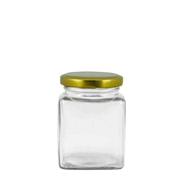 Gjs200 Glass Jar Square Gold Cap 200Ml