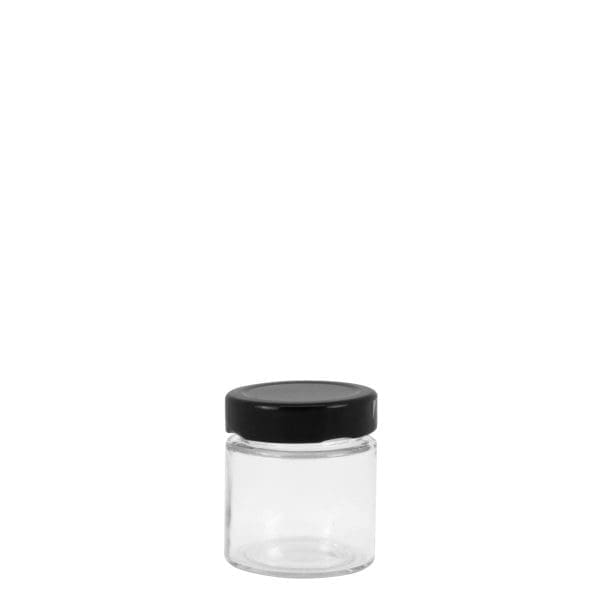 Gpr100 Glass Round Ergo Jar Black Cap 100Ml