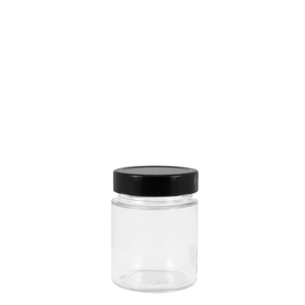 Gpr200 Glass Round Ergo Jar Black Cap 200Ml