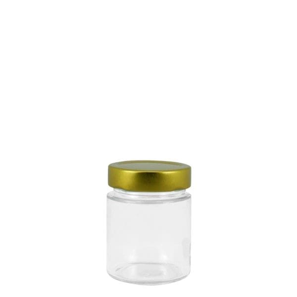 Gpr200 Glass Round Ergo Jar Gold Cap 200Ml