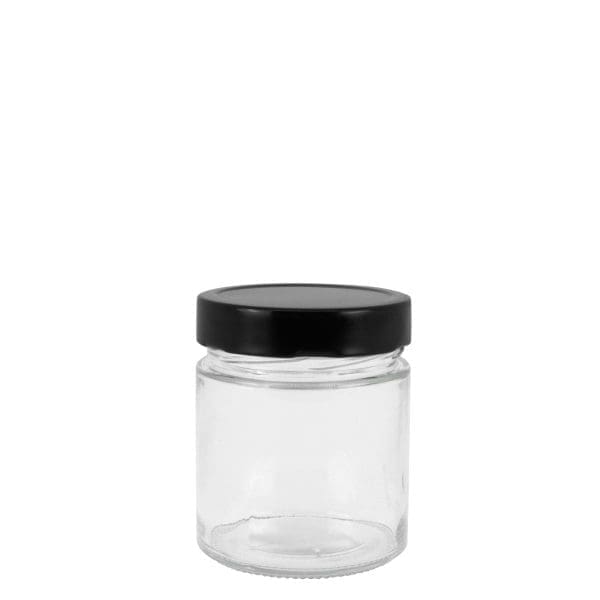 Gpr380 Glass Round Ergo Jar Black Cap 380Ml