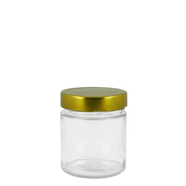 Gpr380 Glass Round Ergo Jar Gold Cap 380Ml